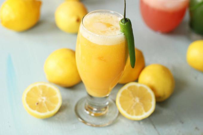 This April 27, 2015 photo shows mango chili infused lemonade in Concord, N.H.