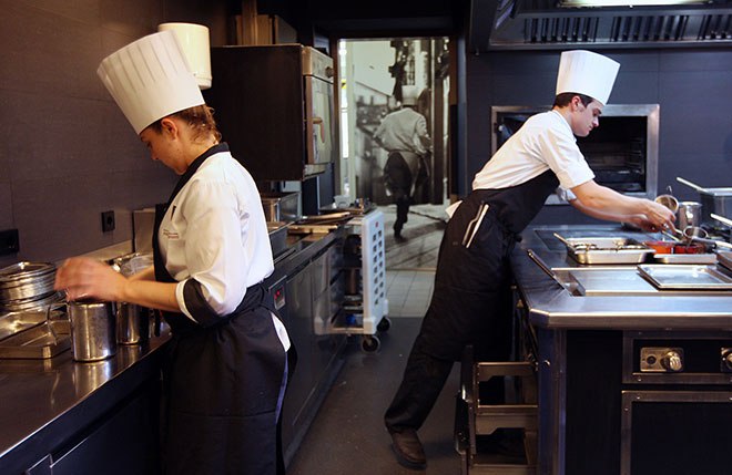 Employees of El Celler de Can Roca work in the restaurant's kitchen in Girona, Spain on April 30, 2013.