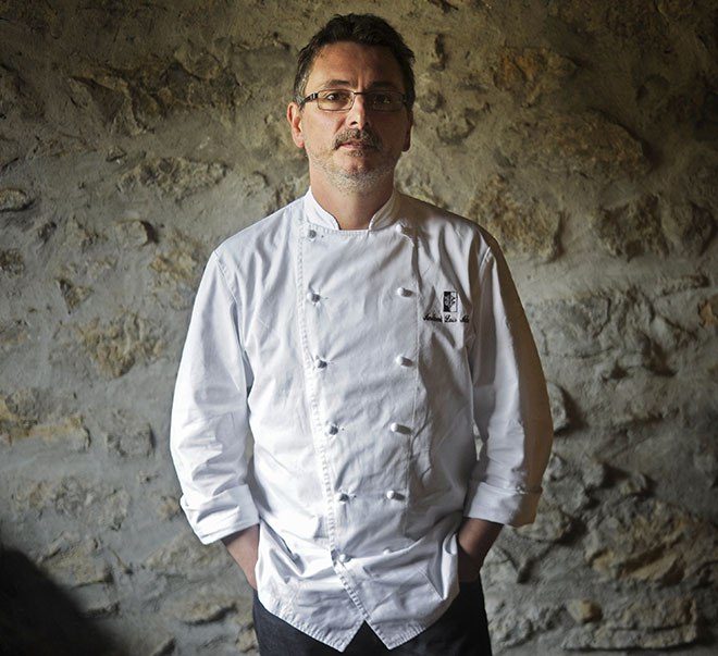 Chef Andoni Luis Aduriz poses in his restaurant Mugaritz in the northern Spanish Basque village of Errenteria on May 9, 2014.