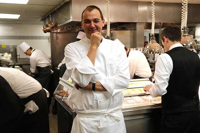 Chef Daniel Humm in the kitchen at Eleven Madison Park on February 27, 2013 in New York.