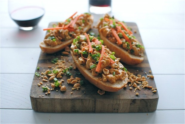 Open-Faced Thai Peanut Chicken Sub Sandwiches