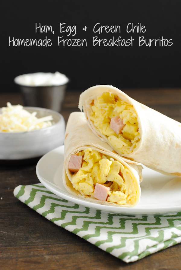 Ham Egg and Green Chile Frozen Breakfast Burritos