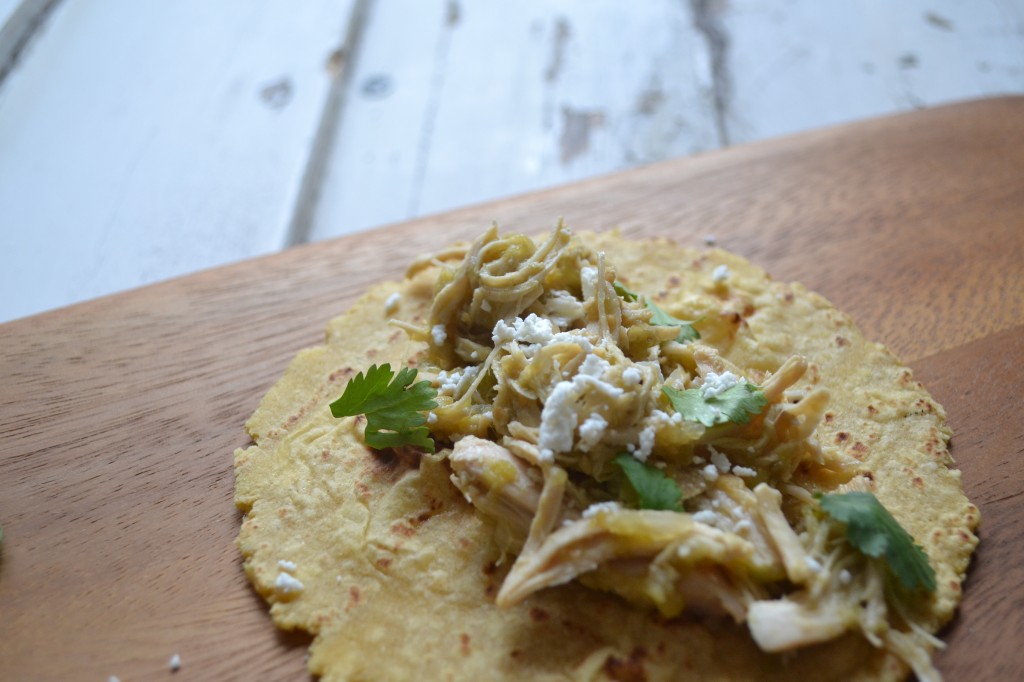 Crockpot Salsa Verde Chicken Tacos
