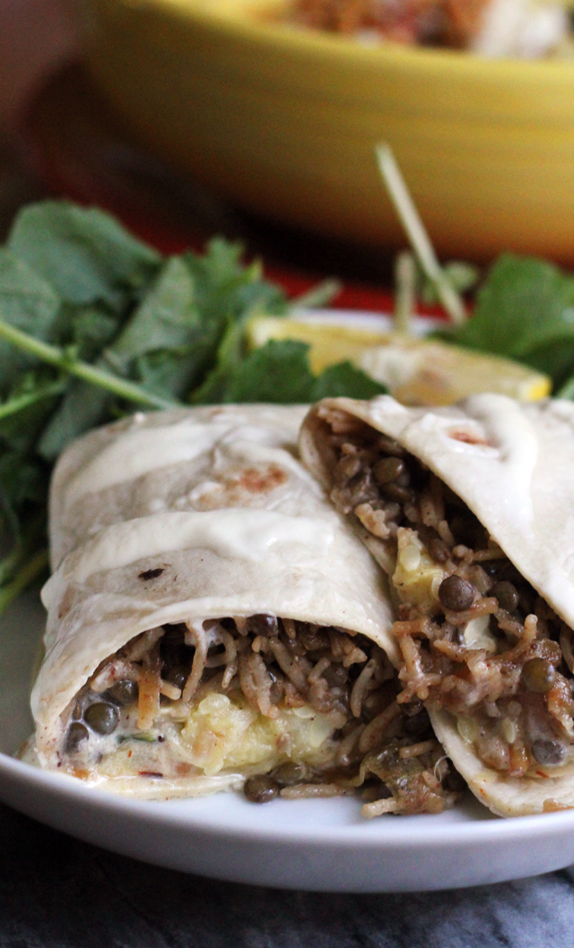 Middle Eastern Mujaddara Burritos