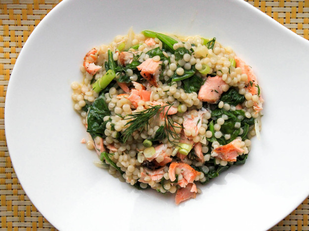 Couscous Salad with Salmon and Mustard Dill Dressing