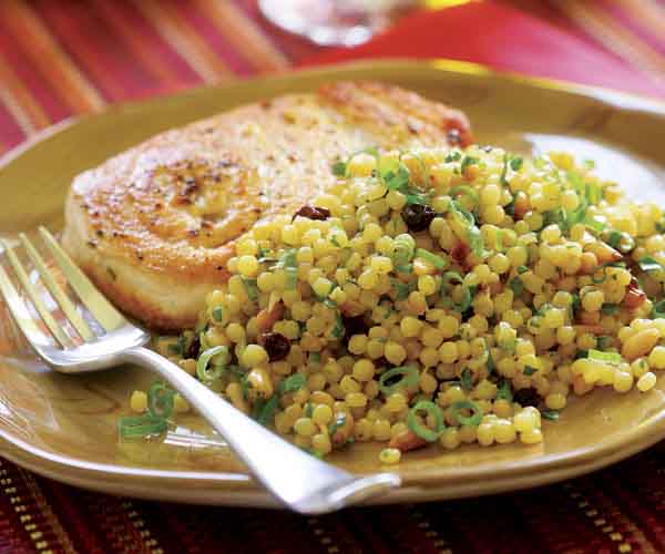 Israeli Couscous with Saffron, Toasted Pine Nuts and Currants