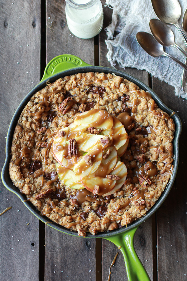 Oatmeal Chocolate Chunk Skillet Cookie