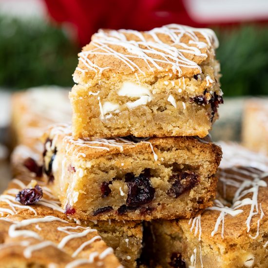 White chocolate cranberry cookie bars