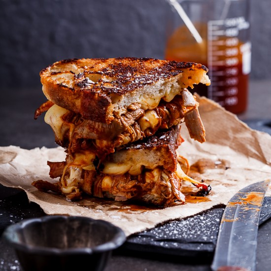 Pulled pork grilled cheese
