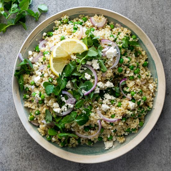 Pea and feta quinoa salad