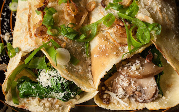 Mushroom Spinach Parmesan Crepes