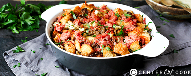Thanksgiving Sausage, Ham and Apple Stuffing