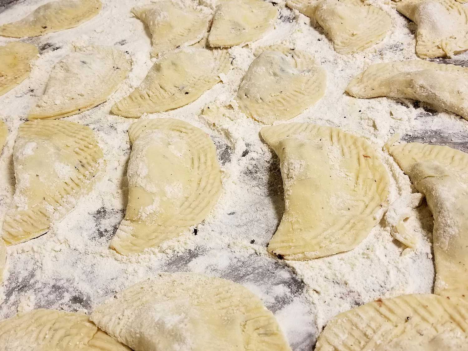 Chocolate fried pies in progress at Batten’s Bakery in Paragould, Arkansas.