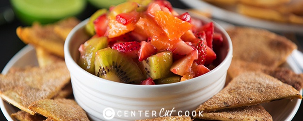 Fruit Salsa with Cinnamon Crisps