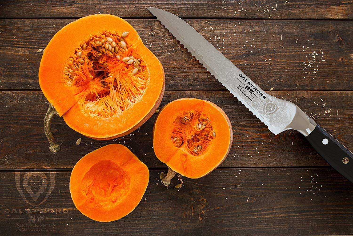 A top-quality serrated steel knife for sawing large slabs of ice.