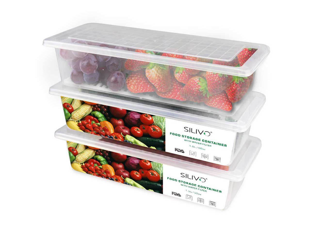 Removable drain plates keep moisture away from produce, which can help slow down spoilage.