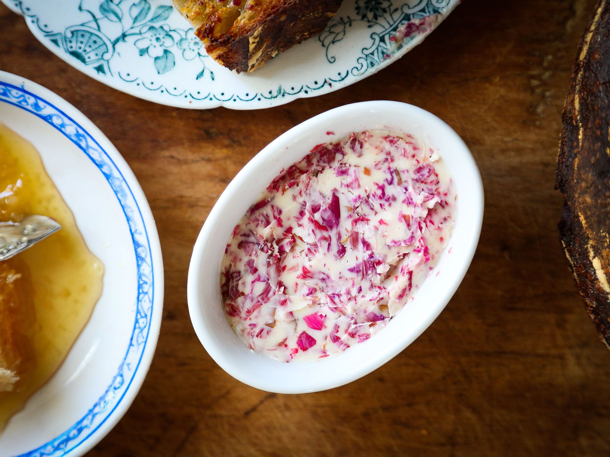 The idea for this recipe comes from Christine Buckley, and NYC based herbalist. Rose butter is delightful on toast with cinnamon and honey, or on top of waffles and pancakes. You can bake into sugar cookies or scones, or spread on warm scones or muffins. <a href="https://www.saveur.com/rose-butter-recipe">Get the recipe for Rose Butter</a>