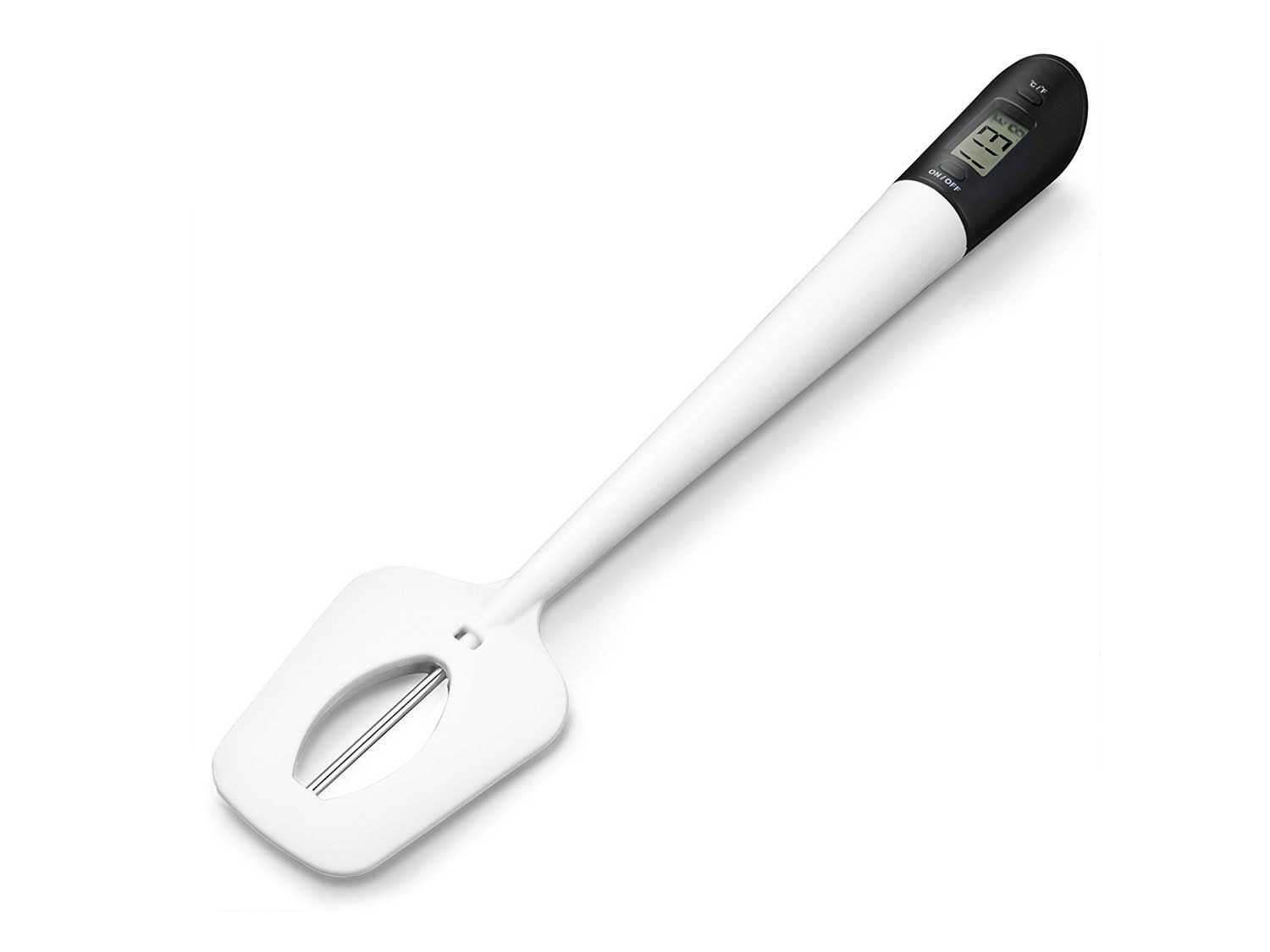 This thermometer with a detachable silicone spatula allows you to stir while keeping an eye on the numbers.