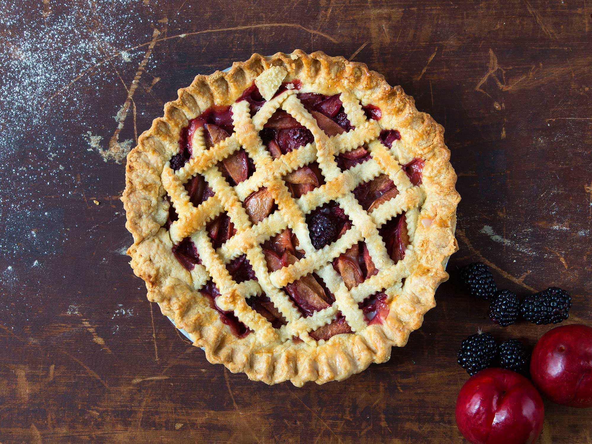 If working with extremely ripe and juicy fruit, you might need a bit more cornstarch to adequately thicken the filling of this pie—add up to 2 additional tablespoons. The same recipe and technique can be used with just about any summer fruit. Try a combination of berries, peaches, apricots, or black cherries; you can also add flavorings, such as a teaspoon of almond extract, or liqueur. Get the recipe for <a href="https://www.saveur.com/blackberry-plum-lattice-pie-recipe">Blackberry-Plum Lattice Pie</a>