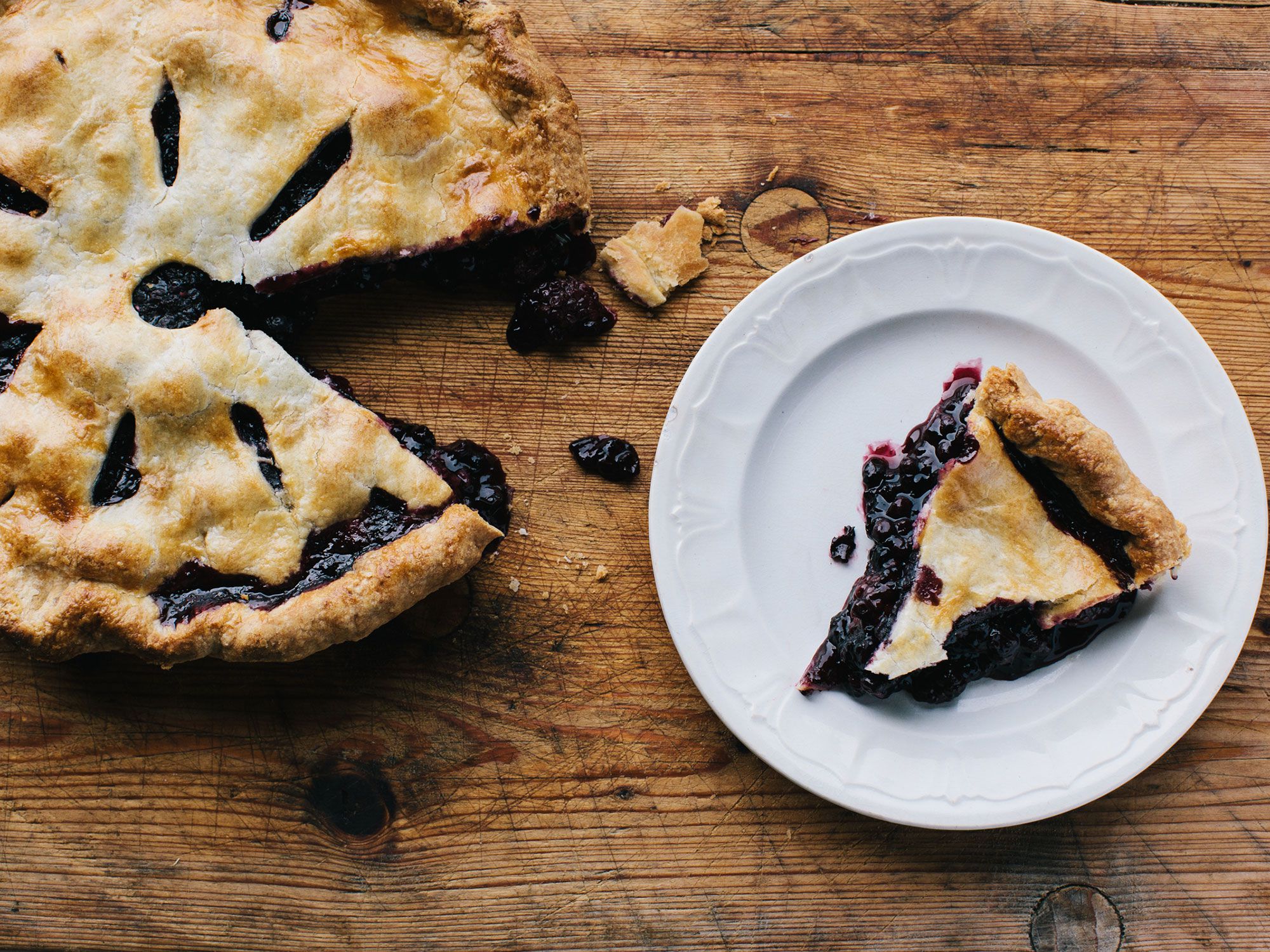 Inspired by his neighbor Olivia Pattison's recipe, chef Chris Fischer uses tapioca in the filling of this pie because it thickens the juicy berry mixture without imparting its own flavor or becoming gummy. Minute tapioca pearls are easy to find in grocery stores, but if you like, substitute an equal amount of cornstarch. Get the recipe for <a href="https://www.saveur.com/black-and-blue-berry-pie-recipe">Black and Blue Berry Pie</a>