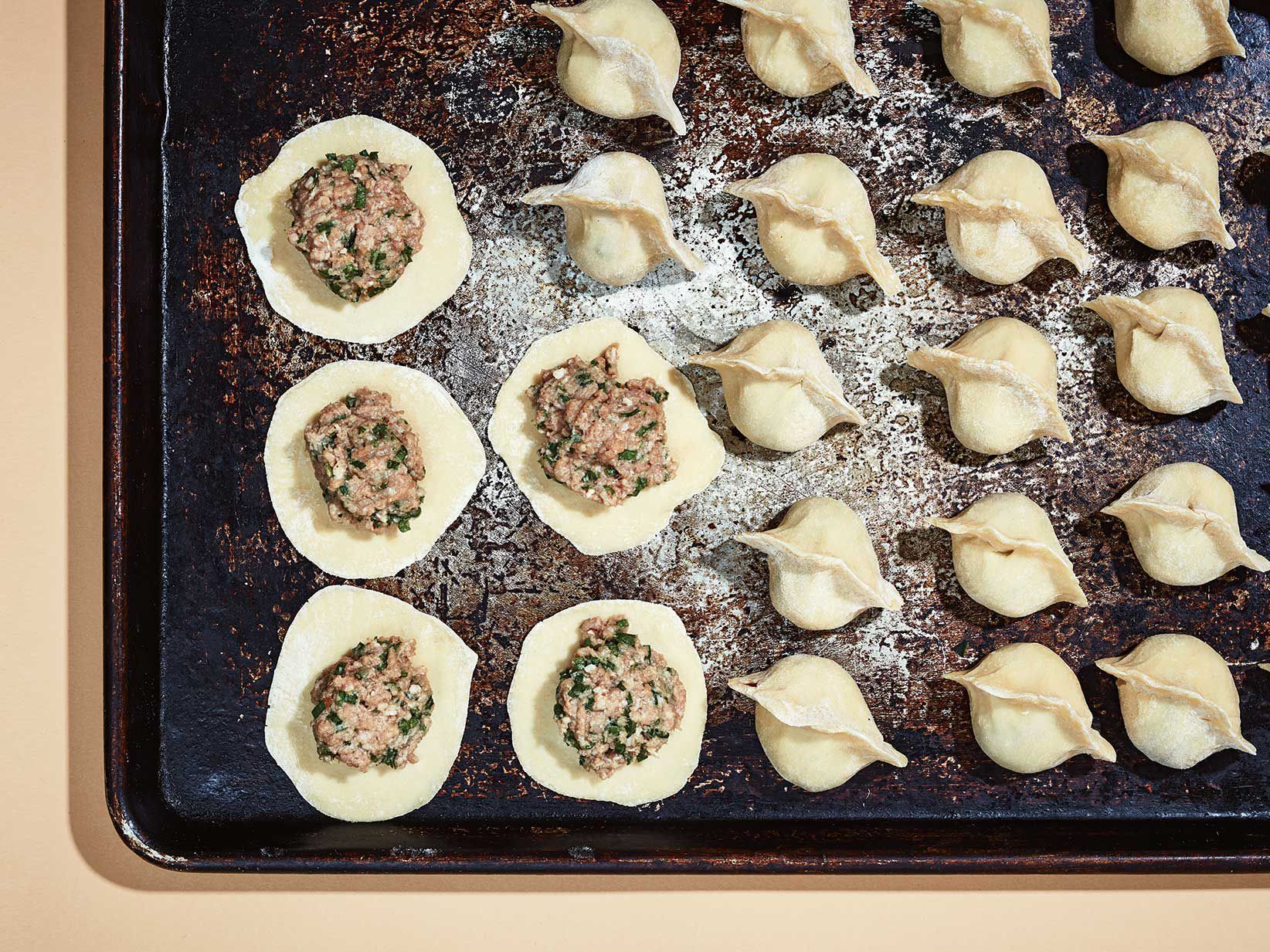<a href="http://www.saveur.com/boiled-pork-and-chive-dumplings">Get the recipe for Boiled Pork and Chive Dumplings »</a>