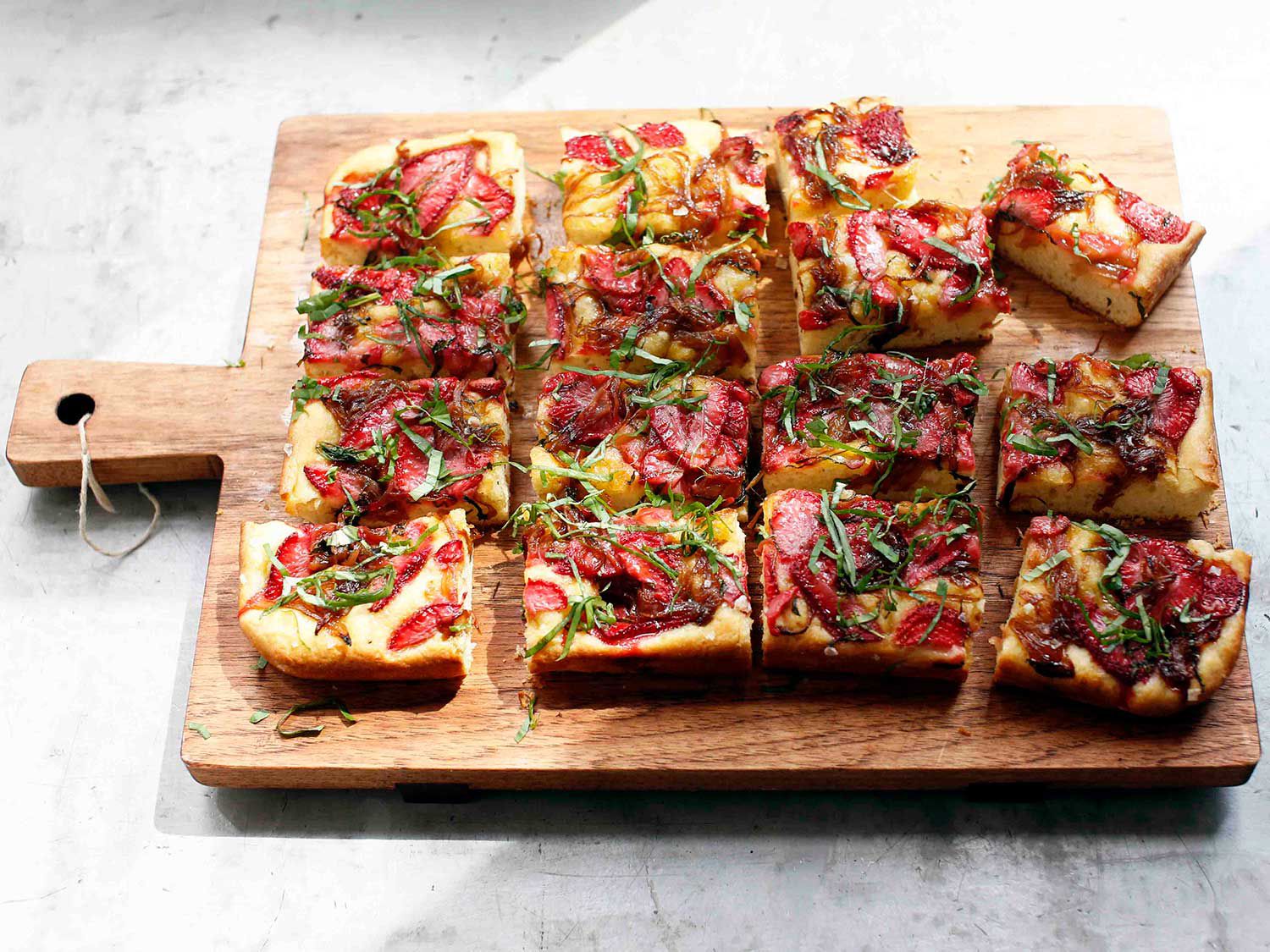 This boldly flavored bread is a great use for not-too-sweet strawberries, which caramelize and intensify in flavor while cooking. Get the recipe for <a href="https://www.saveur.com/article/Recipes/Strawberry-Focaccia-with-Maple-Balsamic-Onions/">Strawberry Focaccia with Maple-Balsamic Onions</a>