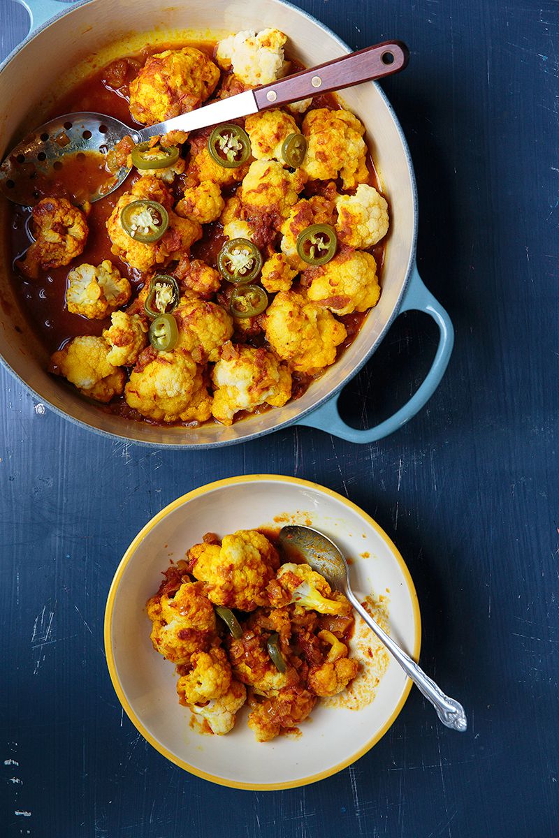 Florets of cauliflower are stewed in a fragrant garlic-laced tomato sauce of fried onion, spices, and jalapeño in this Afghan dish from Nawida Saidhosin, a home cook and teacher from New York's <a href="https://www.leagueofkitchens.com/">League of Kitchens</a>. Get the recipe for <a href="https://www.saveur.com/article/recipes/cauliflower-with-tomato-sauce-gulpea">Cauliflower with Tomato Sauce (Gulpea)</a>