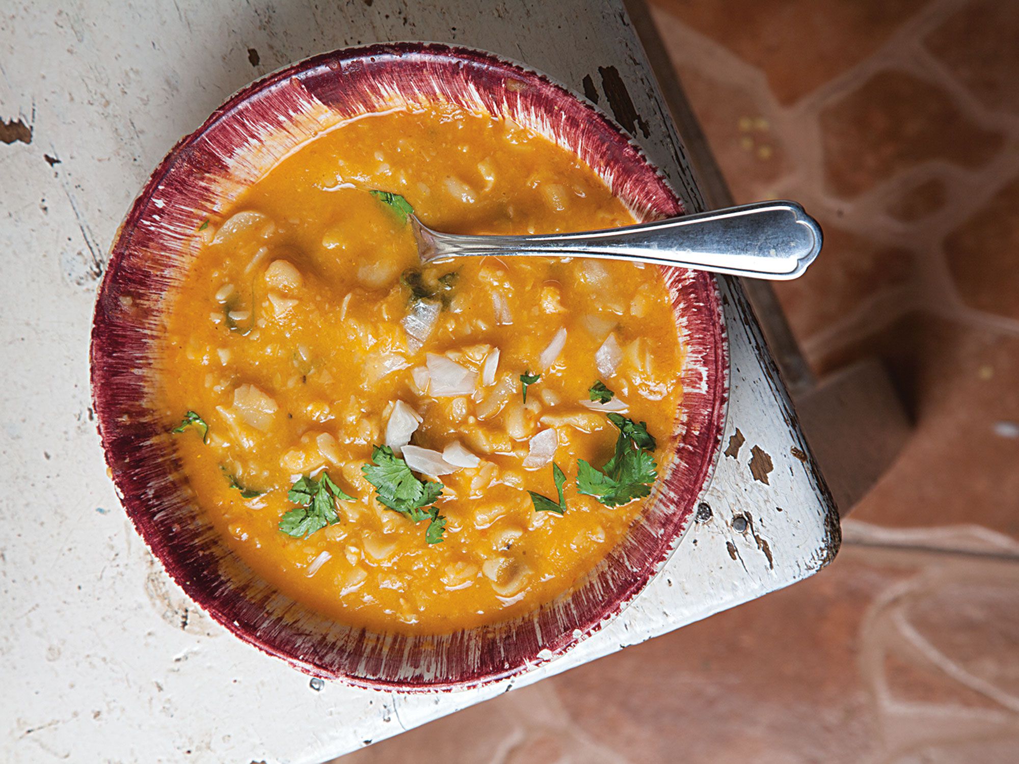 The secret to this soup is a flavorful aromatic base of tomatoes, garlic, and onions—called a recado—that is pureed and fried before the beans go into the pot. Get the recipe for <a href="https://www.saveur.com/article/Recipes/Sopa-de-Habas-Fava-Bean-Soup/">Mexican Fava Bean Soup (Sopa de Habas)</a>
