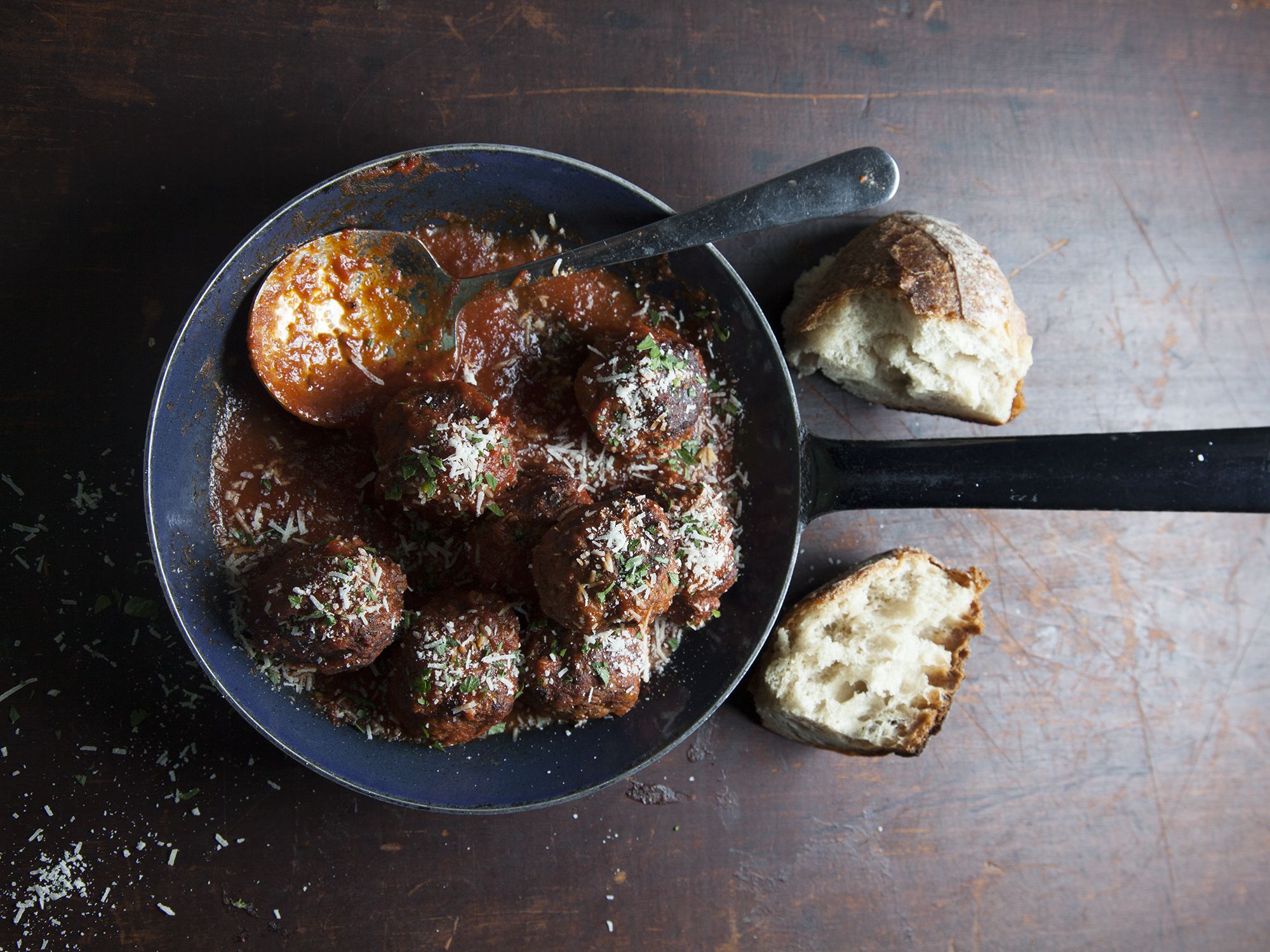 The key to making these meatballs is to brown them first in a skillet and then braise them in a sauce of red wine and tomatoes. Serve them with crusty bread or spaghetti to sop up the sauce. Get the recipe for <a href="https://www.saveur.com/article/Recipes/Meatball-Recipe">Classic Meatballs</a>