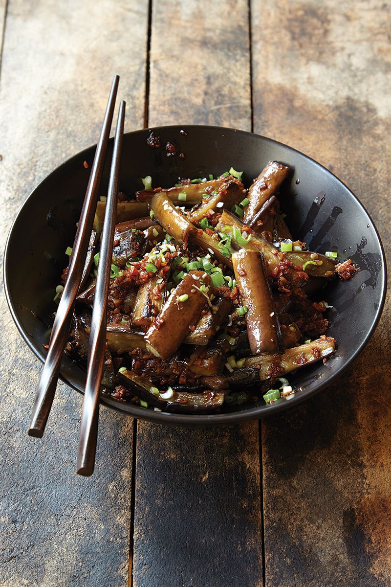 Steaming eggplant, as opposed to deep-frying it, lightens this fragrant stir-fry adapted from a recipe in Grace Young and Alan Richardson's <em>The Breath of a Wok</em>. Get the recipe for <a href="https://www.saveur.com/article/recipes/chinese-spicy-garlic-eggplant-yu-xiang-qie-zi">Chinese Spicy Garlic Eggplant (Yu Xiang Qie Zi)</a>