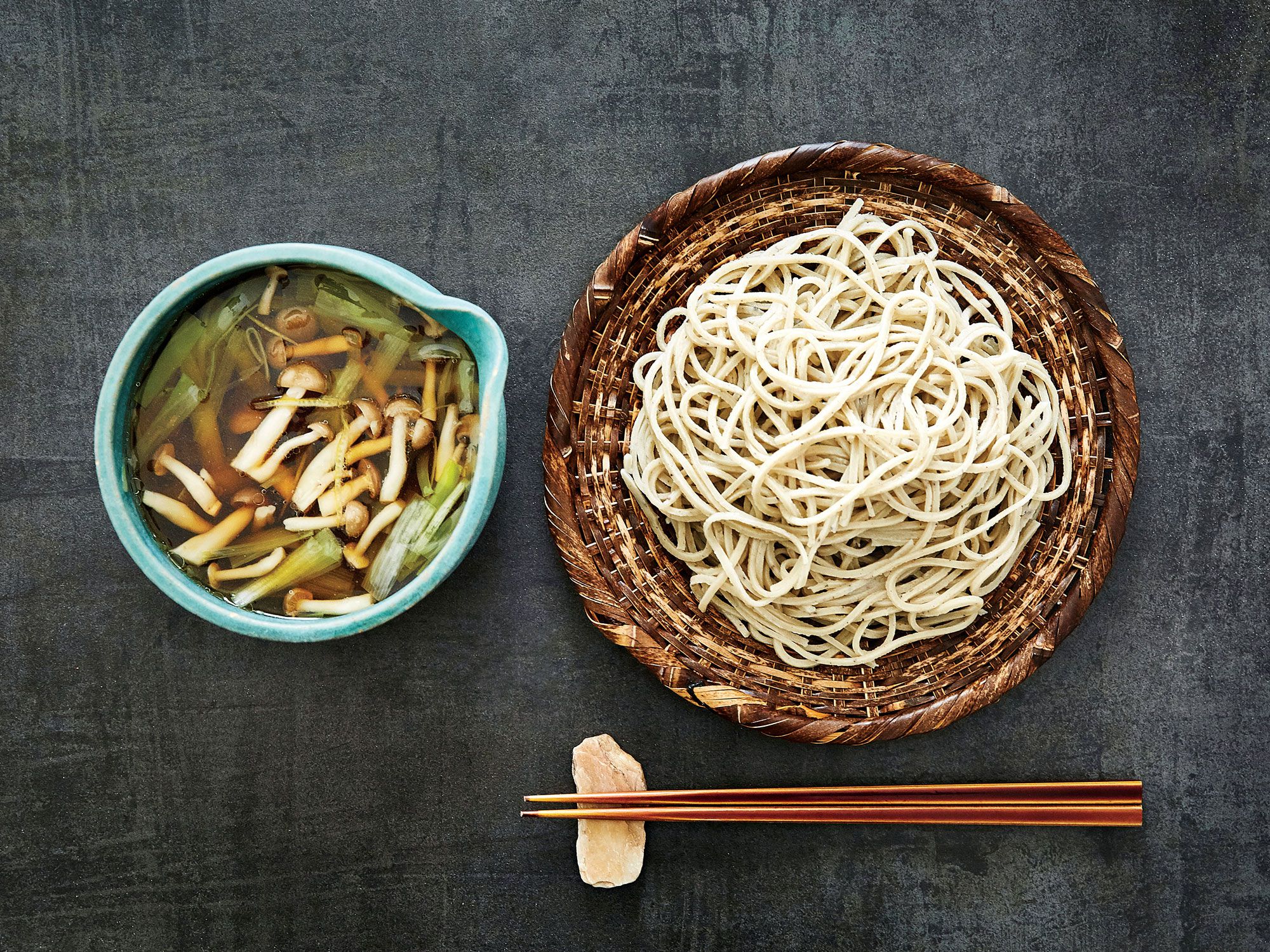 For this deconstructed noodle soup, dip cold noodles into the hot broth, then slurp them quickly—the technique preserves the integrity of the tender, fresh noodles. Get the recipe for <a href="http://www.saveur.com/cold-soba-noodles-mushroom-leek-broth-recipe">Cold Soba with Mushroom and Leek Seiro Broth</a>