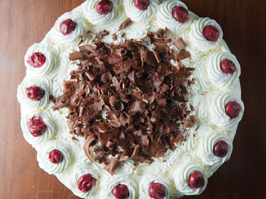 This classic, German, cherry-filled chocolate cake, a masterpiece of cherry brandy-soaked pastry engineering, improves the longer it sits. Get the recipe for <a href="https://www.saveur.com/article/Recipes/black-forest-cake/">Black Forest Cake (Schwarzwälder Kirschtorte)</a>