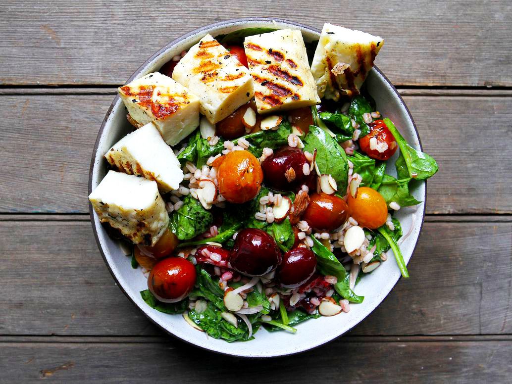 The sweetness of cherries balances the saltiness of halloumi in this simple summer salad, perfect for a side or a main dish. Get the recipe for <a href="https://www.saveur.com/grilled-halloumi-and-cherry-salad-recipe/">Grilled Halloumi and Cherry Salad</a>