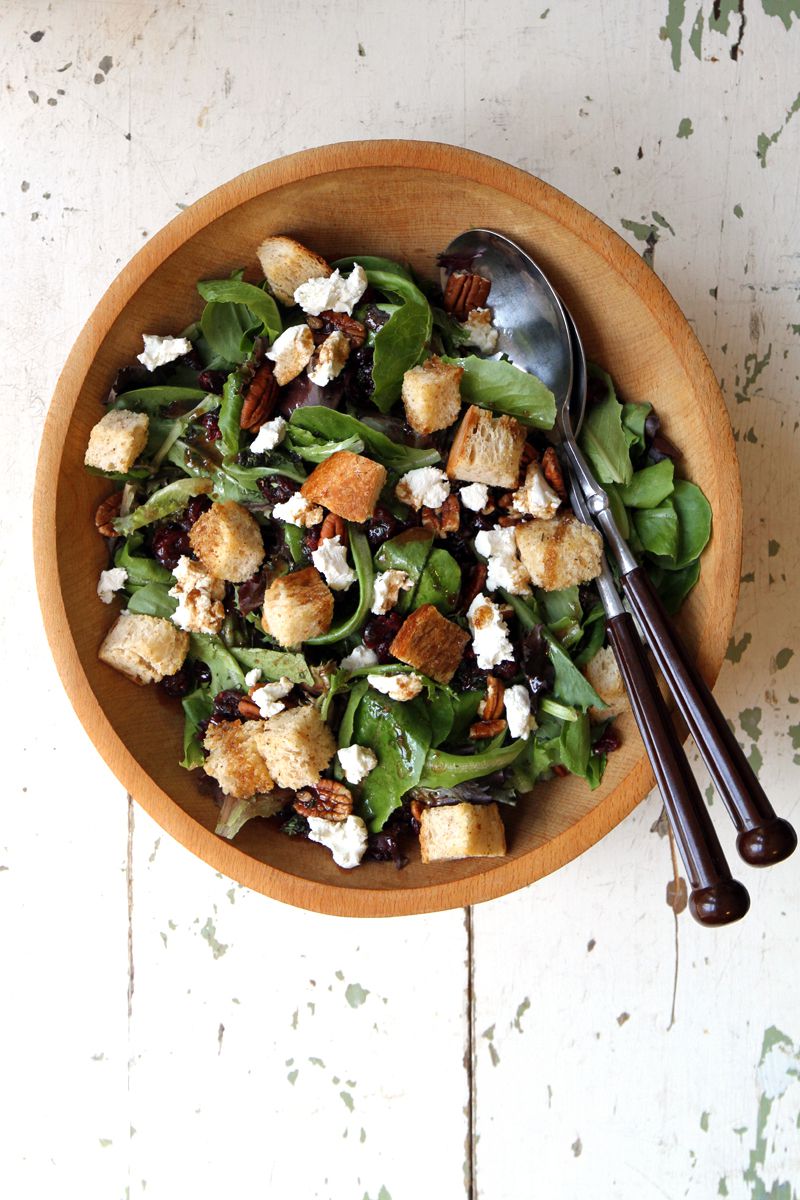Mesclun—a combination of slightly bitter baby greens and other greens like mizuna, arugula, and oak leaf—became all the rage in restaurants during the 1990s. Get the recipe for <a href="https://www.saveur.com/article/Recipes/Mesclun-Salad-with-Goat-Cheese-and-Balsamic-Vinaigrette/">Mesclun Salad with Goat Cheese and Balsamic Vinaigrette</a>