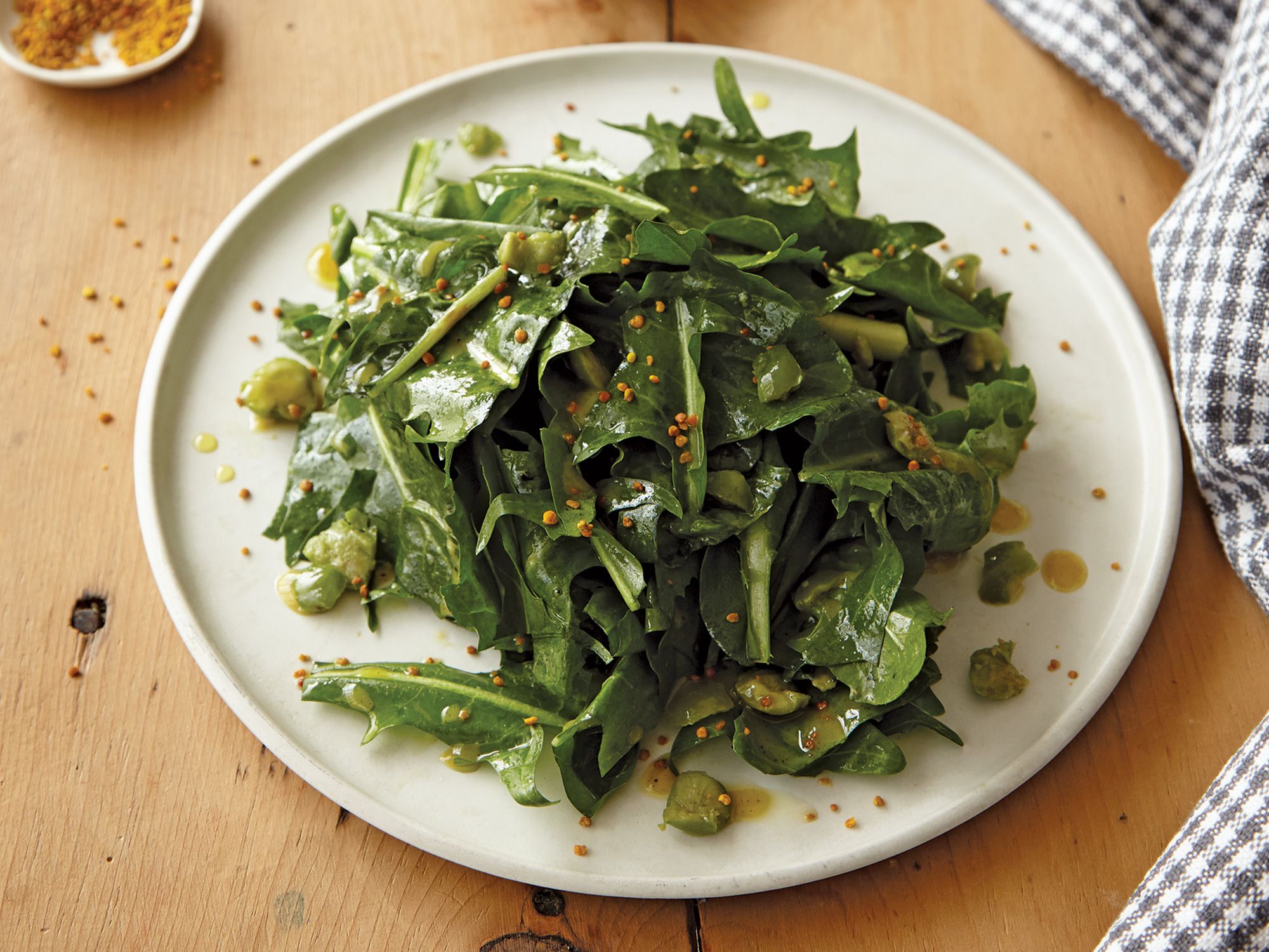 Dandelion greens and sturdy, slightly bitter puntarelle (an Italian chicory) stand up to honey-mustard vinaigrette in this assertive spring salad. Get the recipe for <a href="https://www.saveur.com/article/recipes/puntarelle-and-dandelion-green-salad-with-honey-and-olive-vinaigrette/">Puntarelle and Dandelion Green Salad with Honey and Olive Vinaigrette</a>