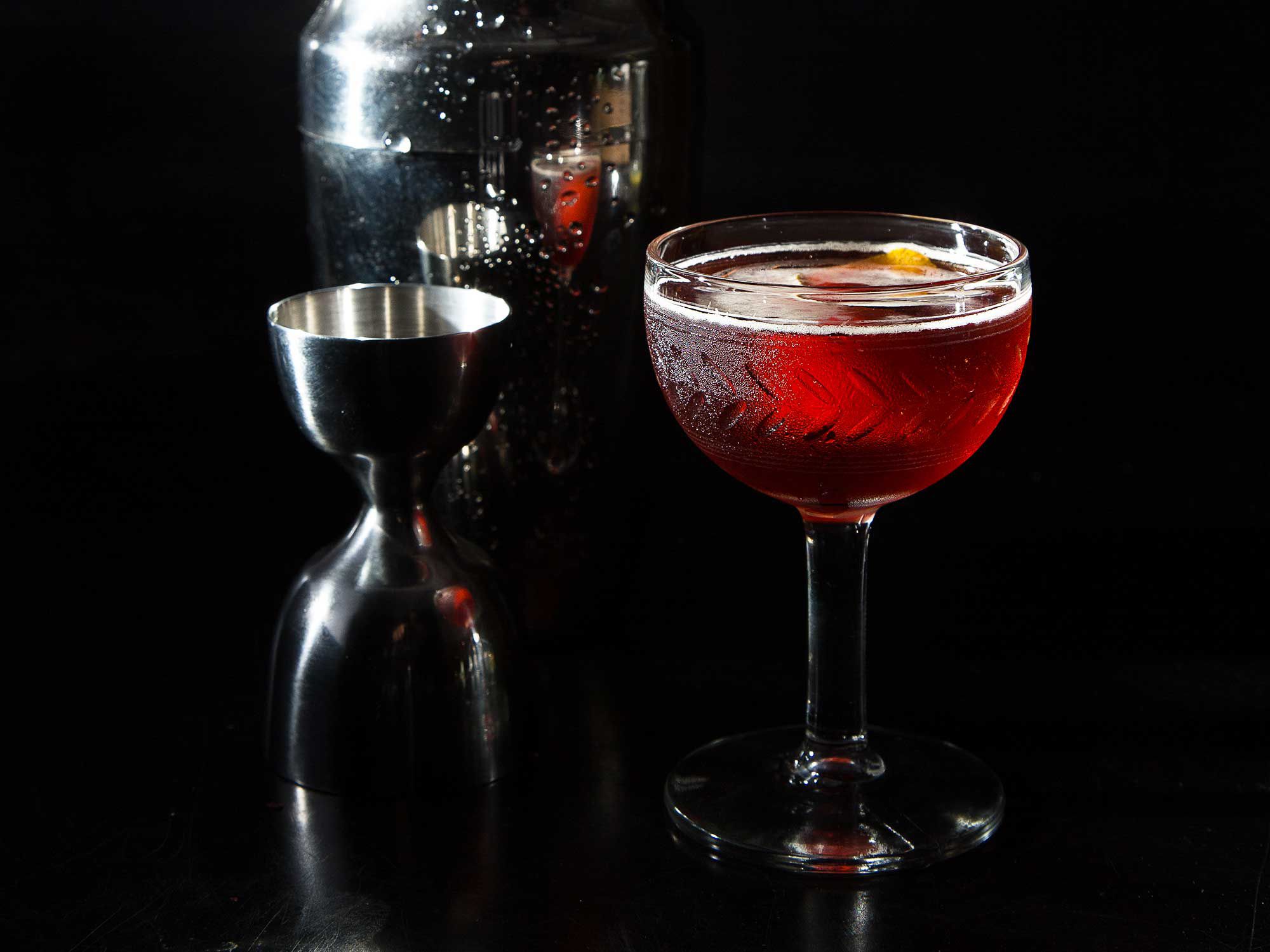 A snack-sized negroni from bartender Tristan Willey of Long Island Bar. Get the recipe for <a href="https://www.saveur.com/tiny-negroni-cocktail-recipe/">TiNegroni (Half-Sized Negroni Cocktail)</a>