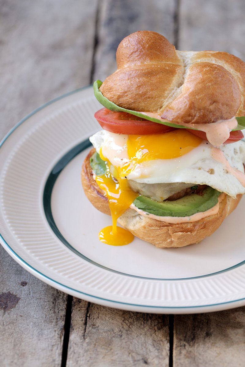 A riff on a breakfast plate, these burgers get a wonderfully spicy flavor from an even mix of ground beef and chorizo. Get the recipe for <a href="https://www.saveur.com/article/Recipes/Chorizo-Burgers-with-Avocado-Fried-Eggs/">Pan-Fried Chorizo Burgers with Avocado, Fried Eggs and Spicy Mayo</a>