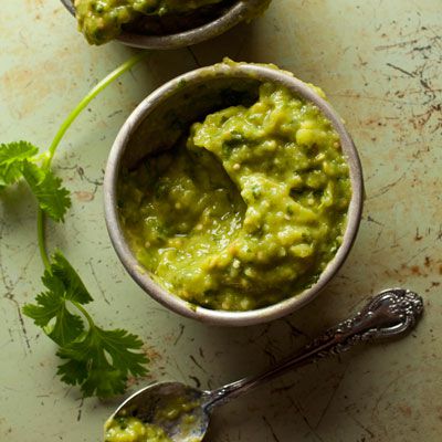 This green salsa from Iliana de la Vega from El Naranjo restaurant in Austin, TX is made thick and luscious by adding fresh avocado. Get the recipe for <a href="https://www.saveur.com/article/Recipes/Mexico-salsa-verde-aguacate/">Salsa Verde con Aguacate (Green Salsa with Avocado)</a>