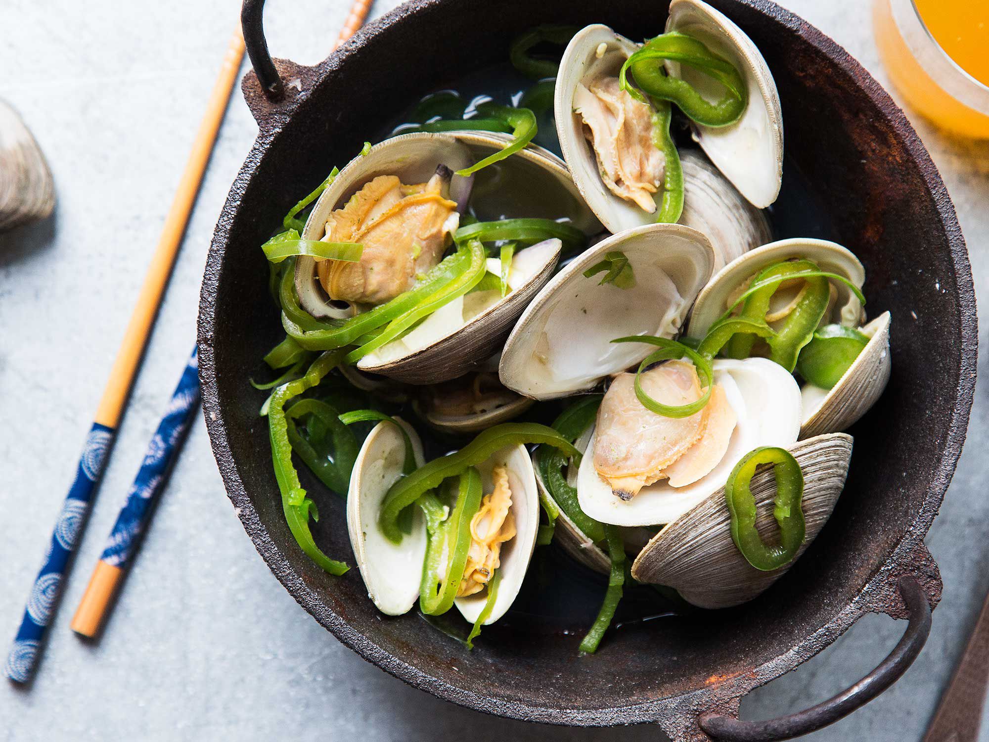 A simple, light soup not short on heat or spice. Get the recipe for <a href="https://www.saveur.com/spicy-clam-soup-recipe/">Korean Spicy Clam Soup (Jogaetang)</a>