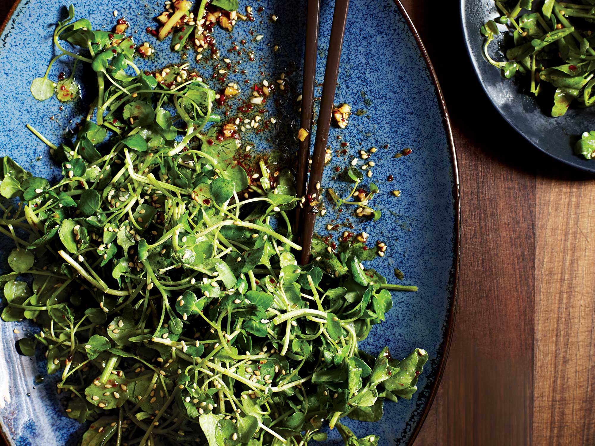 Peppery watercress, nutty sesame seeds, and earthy Korean chile flakes are brought together with an easy lemon vinaigrette in this wonderful cold-weather salad. Get the recipe for <a href="http://www.saveur.com/watercress-salad-with-spicy-chile-and-sesame-vinaigrette-recipe">Watercress with Spicy Chile and Sesame Vinaigrette</a>