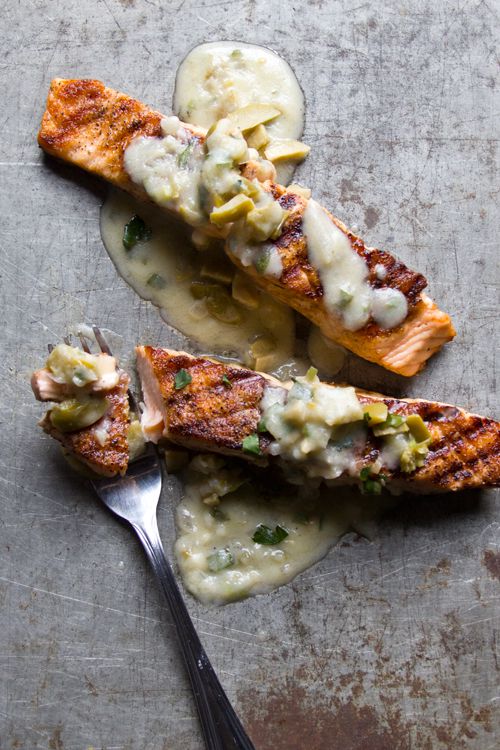 Classic beurre blanc enhanced with ramps and chopped Cerignola olives makes a creamy, velvety sauce for grilled salmon. Get the recipe for <a href="https://www.saveur.com/article/recipes/salmon-with-green-olive-and-ramp-beurre-blanc/">Salmon with Green Olive and Ramp Beurre Blanc</a>