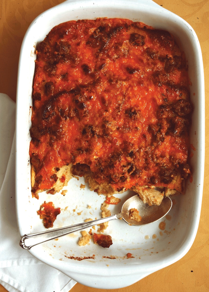 This simple but satisfying casserole bursting with sausage and cheese is an easy favorite for late, lazy weekend breakfasts. Get the recipe for <a href="https://www.saveur.com/article/recipes/sausage-and-cheddar-breakfast-casserole/">Sausage and Cheddar Breakfast Casserole</a>
