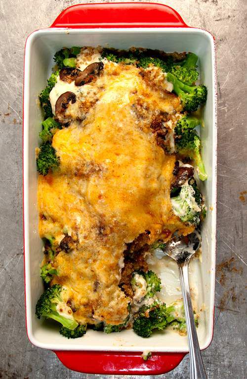 Broccoli and cheddar are a classic pair; their mellow flavors marry in this creamy casserole. Get the recipe for <a href="https://www.saveur.com/article/Recipes/Classic-Broccoli-Casserole/">Broccoli Casserole</a>
