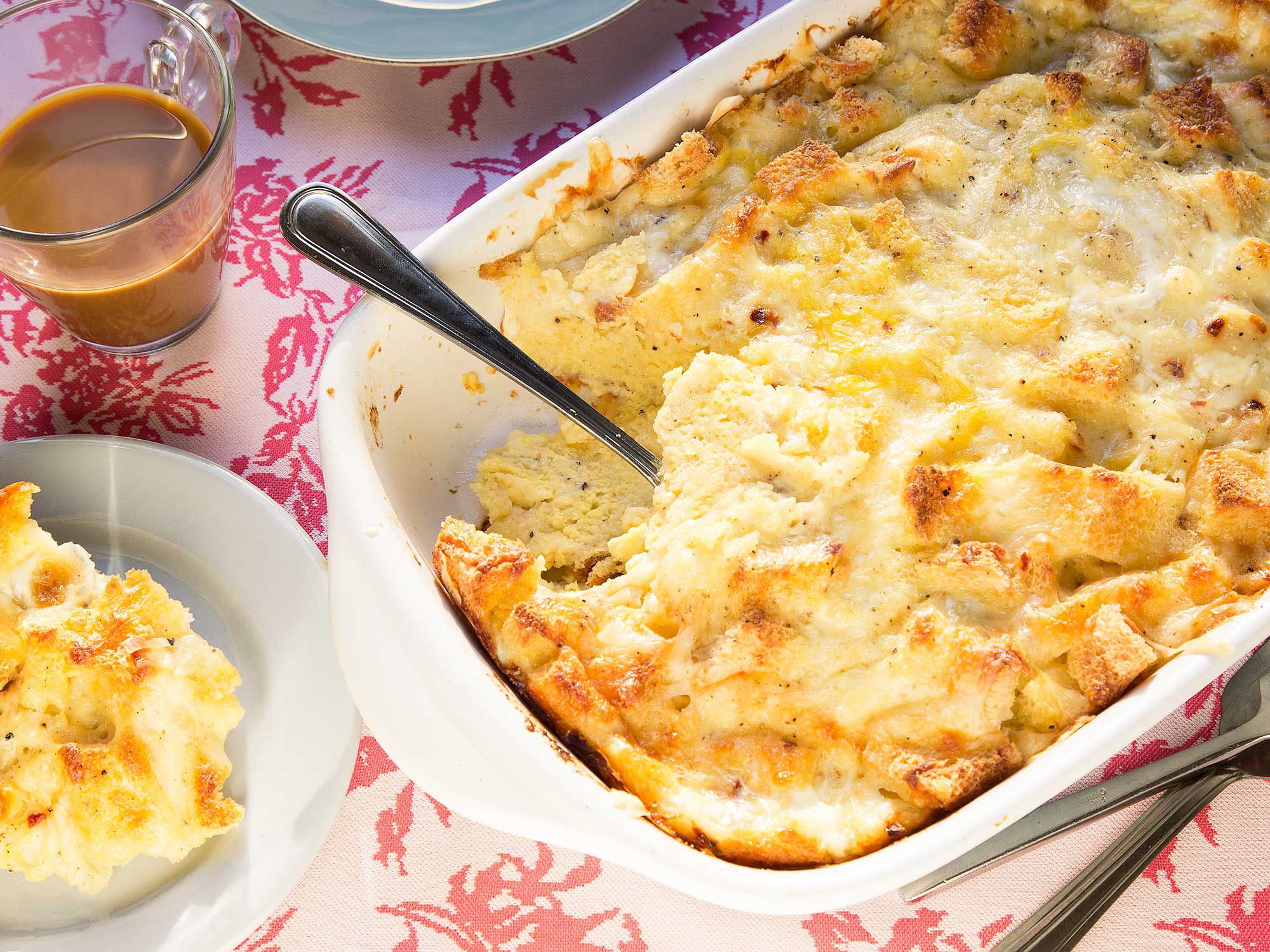 It's not a classic souffle, but this dish makes a delicious centerpiece for a holiday breakfast any time of the year. Quick and easy, it is best assembled the night before it's served. Get the recipe for <a href="https://www.saveur.com/article/Recipes/Never-Fail-Souffle/">Never-Fail Soufflé</a>