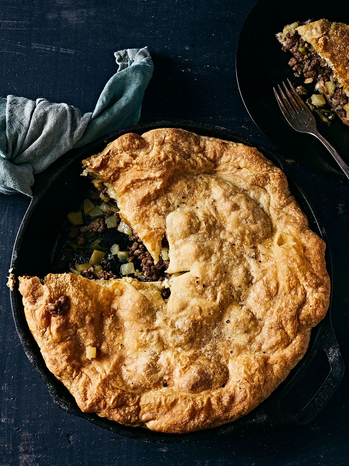 Transform ground beef into a sophisticated main dish by teaming the humble protein with provolone, broccoli rabe, and potatoes between layers of flaky, buttery puff pastry. Get the recipe for <a href="https://www.saveur.com/ground-beef-pie-with-broccoli-rabe-and-provolone-recipe/">Ground Beef Pie with Broccoli Rabe and Provolone</a>