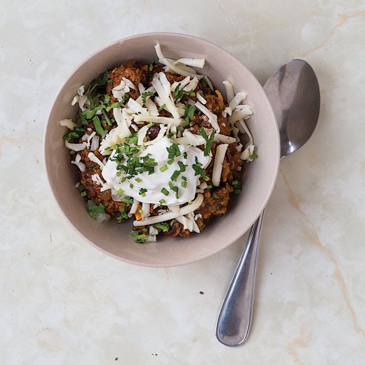 This chili of beef and red kidney beans is flavored with dark chile powder and curry powder. <a href="https://www.saveur.com/article/recipes/kill-city-chili/">Get the recipe for Kill City Chili</a>