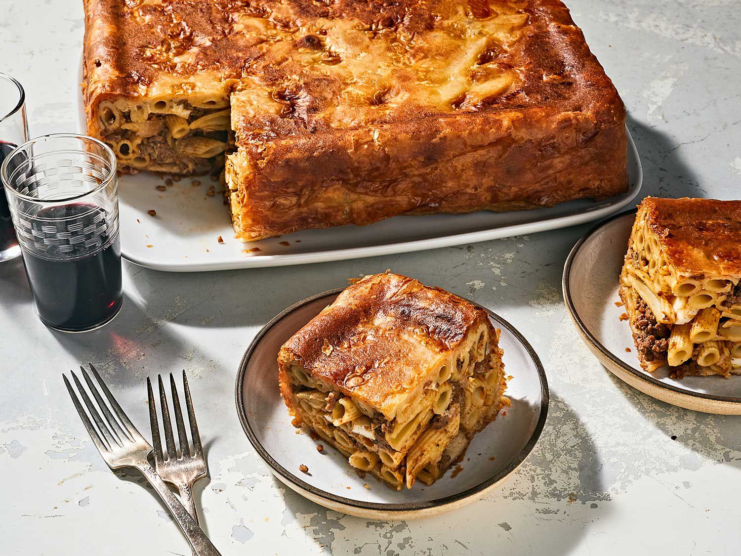 In this traditional Maltese dish, pasta is tossed with a spiced meat sauce and baked in a puff-pastry shell. Get the recipe for <a href="https://www.saveur.com/article/Recipes/Baked-Macaroni-in-Pastry/">Baked Macaroni in Pastry (Timpana)</a>
