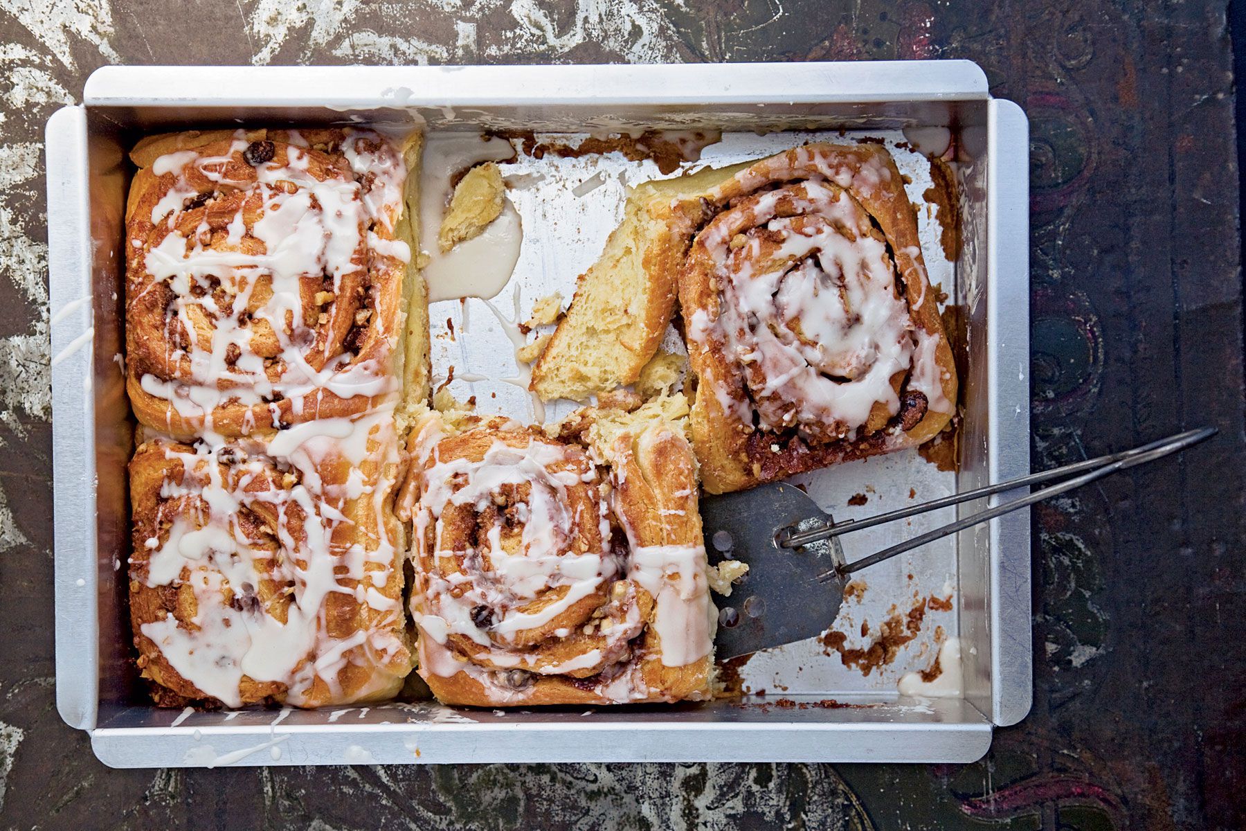 Yeasty, sticky, moist cinnamon rolls are even more decadent after the addition of cream cheese into the dough. Get the recipe for <a href="https://www.saveur.com/article/Recipes/Cream-Cheese-Cinnamon-Rolls">Cream Cheese Cinnamon Rolls</a>