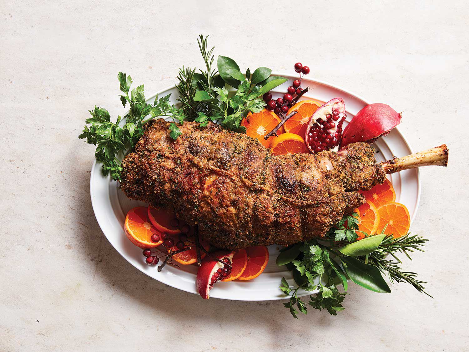 A hearty roast lamb calls for equally hearty herbs that can stand up to its intense flavor. Get the recipe for <a href=”https://www.saveur.com/article/Recipes/Leg-of-Lamb-with-Herb-Garlic-Crust/”>Leg of Lamb with Herb–Garlic Crust</a>