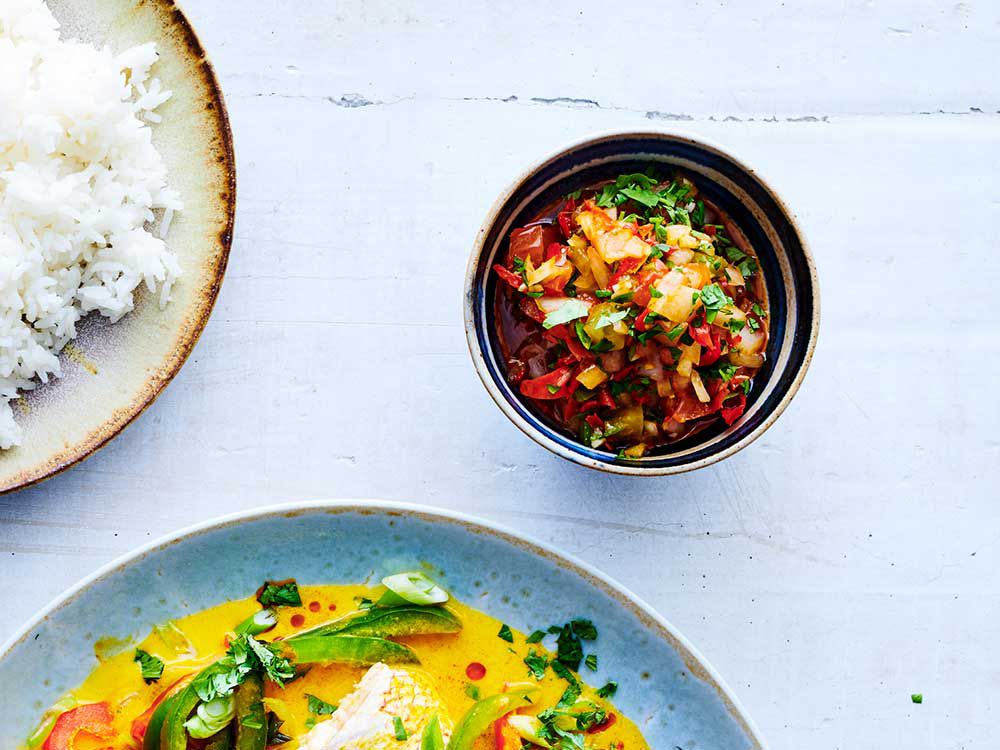 Bahians like to ­finish this chunky salsa with a bit of juice from the moqueca, or whatever dish it is meant to accompany. The term lambão comes from the Latin lambere, "to pass the tongue over something." In Bahia, the traditional mala­gueta chiles are said to ward off negative energy associated with some of the orixás, or spiritual beings. Look for malaguetas and pimenta de cheiro at farmers' markets, or substitute drained jarred malaguetas from a Brazilian grocer and fresh serranos. Get the recipe for <a href="https://www.saveur.com/molho-lambao-brazilian-chile-sauce-recipe/">Brazilian Chile and Tomato Salsa (Molho Lambão)</a>